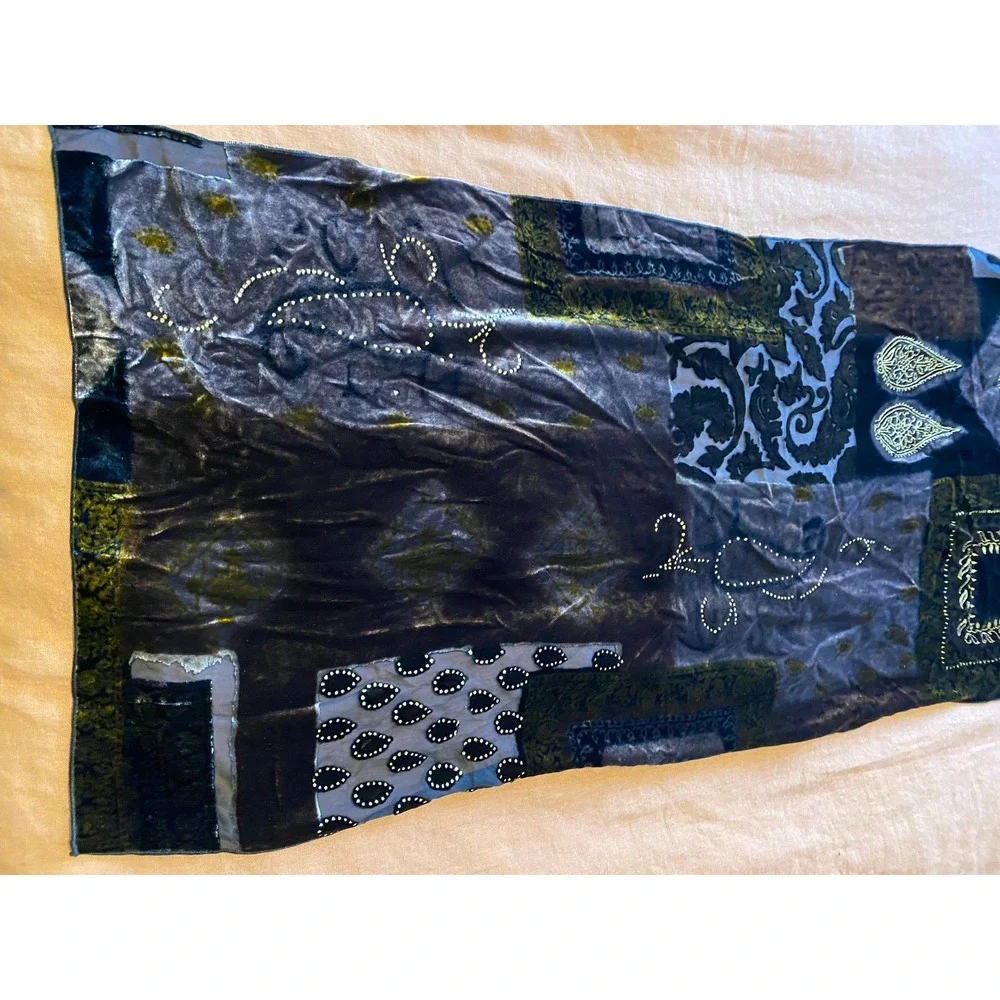 Italy Silk Velvet Burnout Scarf Neck Hair Purse Shoulder Accessories Brown Black